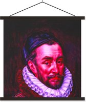 Posterhanger incl. Poster - Schoolplaat - Willem van Oranje - Kunst - Verf - 90x90 cm - Zwarte latten