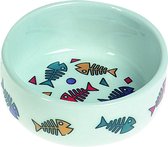 Flamingo Eetpot Kat Fisk Keramisch Rond Wit S 11,5X11,5X5,3Cm 325Ml