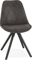 Alterego Comfortabele stoel 'HARRY' van grijze microvezel en zwarte houten poten