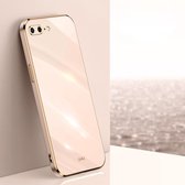 XINLI rechte 6D plating gouden rand TPU schokbestendige hoes voor iPhone 8 Plus/7 Plus (roze)