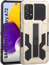 Voor Samsung Galaxy A72 5G / 4G Vanguard Warrior All Inclusive dubbele kleur schokbestendig TPU + pc-beschermhoes met houder (goud)