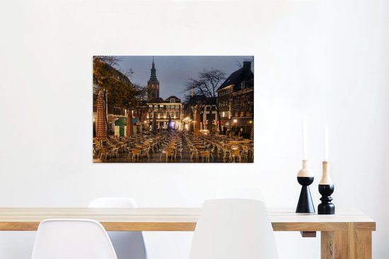 Canvas Schilderij Den Haag - Terras - Café - 60x40 cm - Wanddecoratie