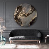 KEK Original - Marble Black, Silver & Gold - wanddecoratie - 90 cm diameter- muurdecoratie - Dibond 3mm - schilderij - muurcirkel