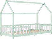 Kinderbed Sisimiut met uitvalbeveiliging 90x200 cm mint en wit