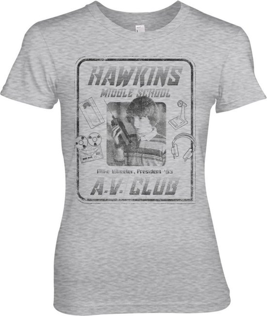 Stranger Things Dames Tshirt -2XL- Hawkins A.V. Club Grijs
