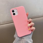 Siliconen beschermhoes met visgraatstructuur voor iPhone 12 Pro Max (roze)