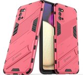 Voor Samsung Galaxy A03s EU-versie Punk Armor 2 in 1 pc + TPU schokbestendig hoesje met onzichtbare houder (lichtrood)