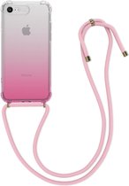 kwmobile telefoonhoesje voor Apple iPhone SE (2022) / iPhone SE (2020) / iPhone 8 / iPhone 7 - Hoesje met koord in roze / transparant - Back cover voor smartphone