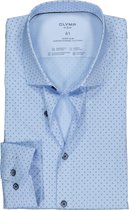 OLYMP No. Six super slim fit overhemd - licht- en donkerblauw dessin (contrast) - Strijkvriendelijk - Boordmaat: 38