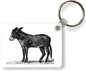 Sleutelhanger - Een illustratie van een zwarte ezel - Uitdeelcadeautjes - Plastic