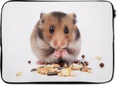 Laptophoes 13 inch 34x24 cm - Hamsters - Macbook & Laptop sleeve hamster eet zaden - Laptop hoes met foto