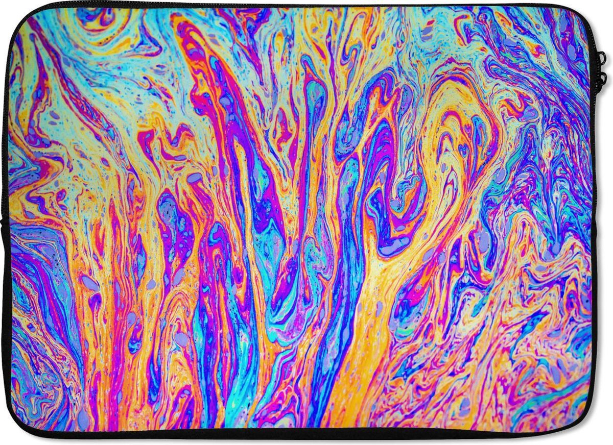 Laptophoes 14 inch 36x26 cm - Psychedelic art - Macbook & Laptop sleeve Psychedelische kunst met veel kleuren - Laptop hoes met foto