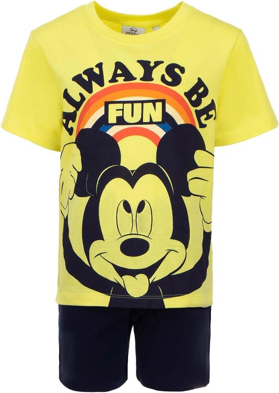 Disney kinder shortama Mickey Mouse - Geel  - 116