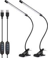 Bureauuziek Met Klem - Zinaps Desk Lamp LED 10 W [2 Pack], 360 ¬∞ Flexibele zwanenhalsklemlamp Leeslamp USB-poort met 3 kleuren & 10 helderheidsniveaus, clip tafellamp Oogbescherming voor kan