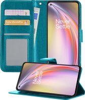 OnePlus Nord CE Hoesje Book Case Hoes Portemonnee Cover - OnePlus Nord CE Case Hoesje Wallet Case - Turquoise