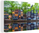 Canvas Schilderij Amsterdam - Water - Grachtenhuizen - 30x20 cm - Wanddecoratie