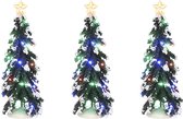 Luville - Snowy Conifer with multicolour lights 3 pieces battery operated - Kersthuisjes & Kerstdorpen