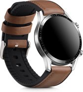 kwmobile horlogeband geschikt voor Huawei Huawei Watch GT / GT2 / GT3 (46mm) -Armband voor fitnesstracker van leer in bruin / zwart