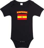 Espana baby rompertje met vlag zwart jongens en meisjes - Kraamcadeau - Babykleding - Spanje landen romper 80 (9-12 maanden)