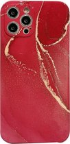 iPhone XR Back Cover Hoesje Marmer - Marmerprint - TPU - Marble Design - Apple iPhone XR - Rood/Goud