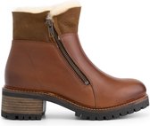 Mysa Leliana dames leren enkellaarzen - Gevoerde boots - Cognac Bruin Leer - Maat 38