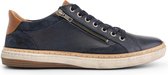 Travelin' Daventry Herensneaker - Leren veterschoen met rits - Donkerblauw leer - Maat 46