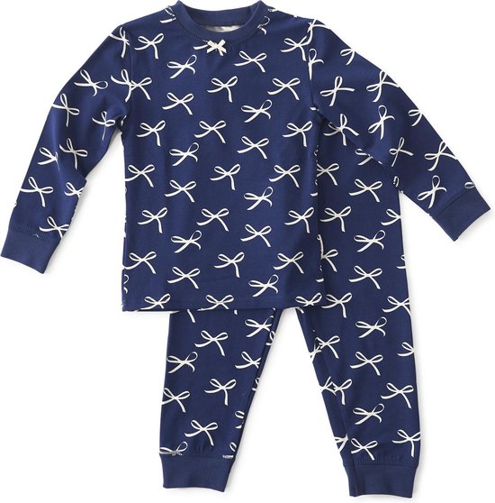 Little Label Pyjama Meisjes - Maat 92 - Blauw, Wit - Zachte BIO Katoen