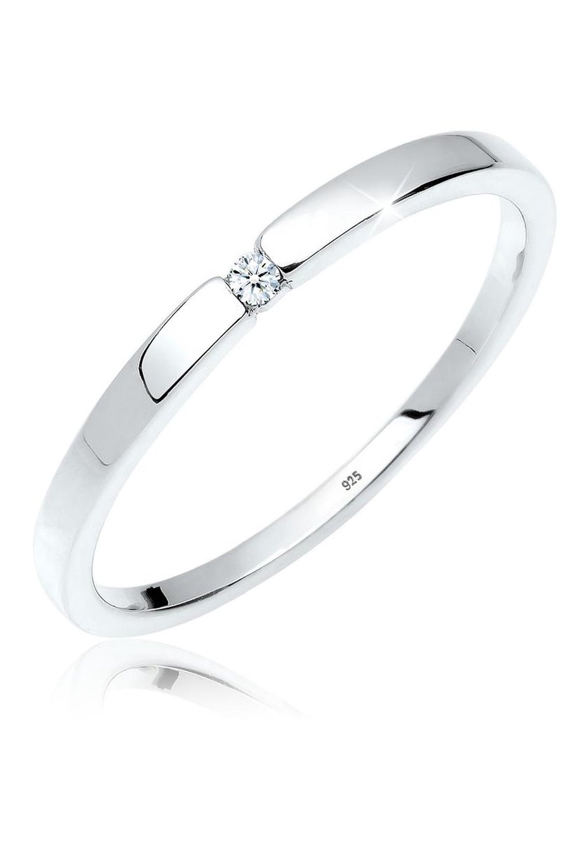 Elli PREMIUM - Ring - Dames Verlovingsring Klassiek met Diamant (0.015 ct.) in 925 Sterling Zilver Verguld - Dames