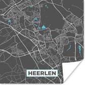 Poster Plattegrond - Heerlen - Grijs - Blauw - 50x50 cm - Stadskaart