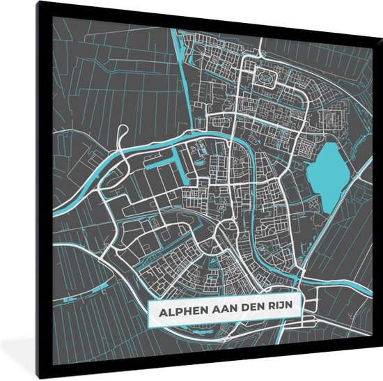 Fotolijst incl. Poster Plattegrond Alphen aan den Rijn Grijs Blauw 40x40 cm... Fotolijst incl. Poster Plattegrond Alphen aan den Rijn Grijs Blauw 40x40 cm...