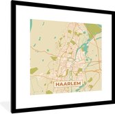 Fotolijst incl. Poster - Stadskaart - Haarlem - Vintage - 40x40 cm - Posterlijst - Plattegrond