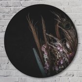 Muurcirkel ⌀ 90 cm - Dried Flower Violet - Kunststof Forex - Bloemen en Planten - Rond Schilderij - Wandcirkel - Wanddecoratie