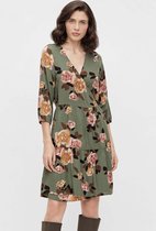 Object Jurk Objrose 3/4 Wrap Dress 116 .c 23036441 Deep Lichen Green/flower Dames Maat - 34