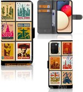 Telefoonhoesje Geschikt voor Samsung Galaxy A03s Flipcover Design Postzegels