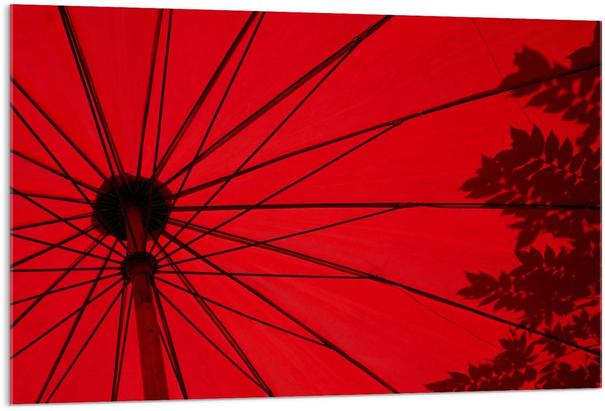 Acrylglas - Rode Parasol - 120x80cm Foto op Acrylglas (Wanddecoratie op Acrylglas)