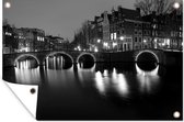 Tuindecoratie Afbeelding van de Keizersgracht in Amsterdam - zwart wit - 60x40 cm - Tuinposter - Tuindoek - Buitenposter