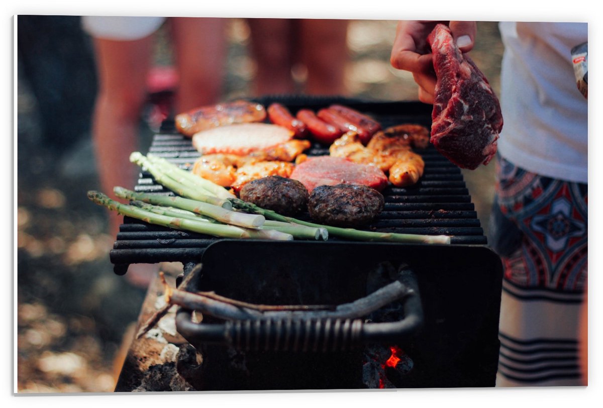 Forex - Vlees op de Barbecue - 60x40cm Foto op Forex