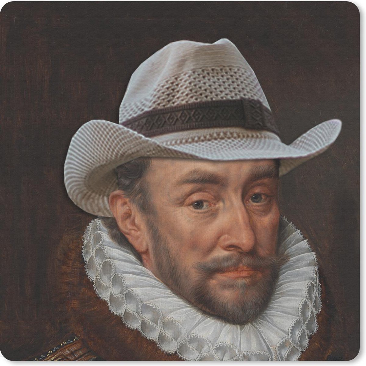 Muismat 20x20 cm - Mousepad Willem van Oranje - Kunst - Hoed - Muismatten