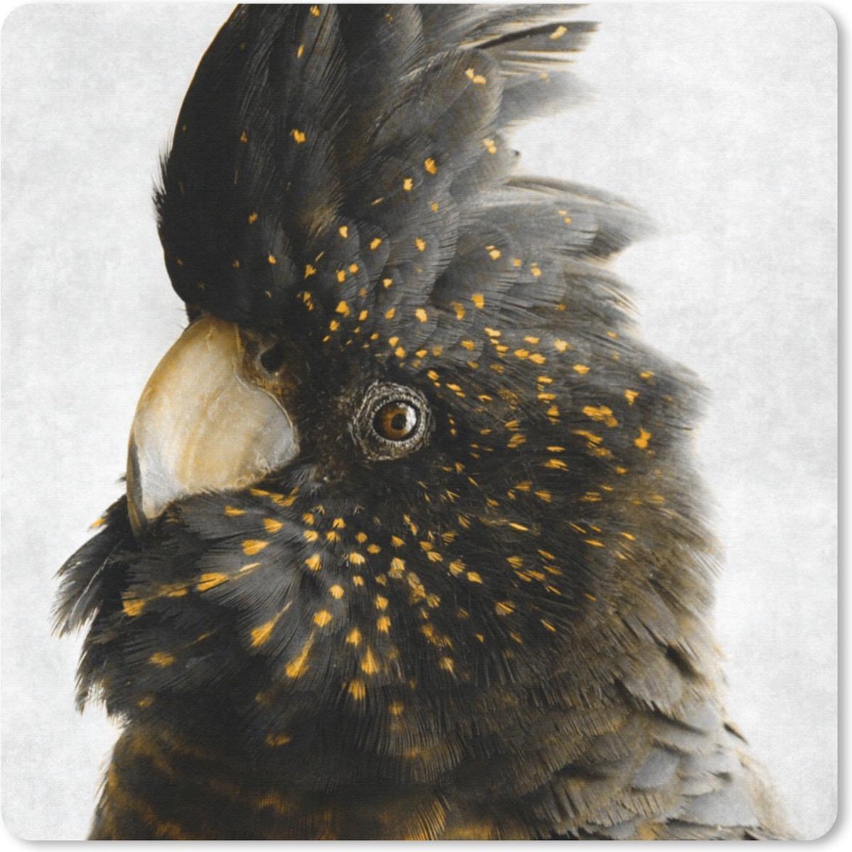 Muismat 20x20 cm - Mousepad Kaketoe - Zwart - Goud - Beton print - Muismatten