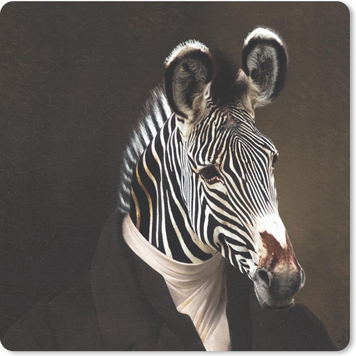 Muismat 20x20 cm - Mousepad Zebra - Portret - Kleding - Muismatten