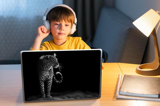 Sticker ordinateur portable - 12,3 pouces - Léopard - Zwart - Wit