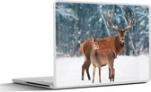 Laptop sticker - 17.3 inch - Hert - Bos - Sneeuw - 40x30cm - Laptopstickers - Laptop skin - Cover