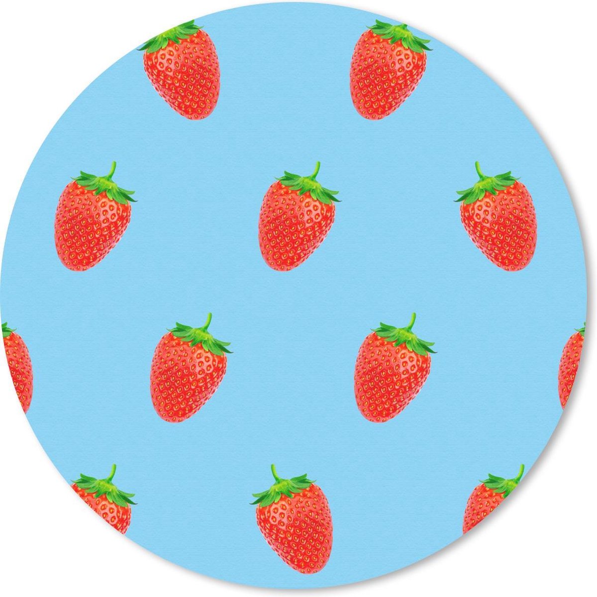 Muismat rond 20x20 cm - Mousepad Aardbei - Patroon - Zomer - Ronde muismatten