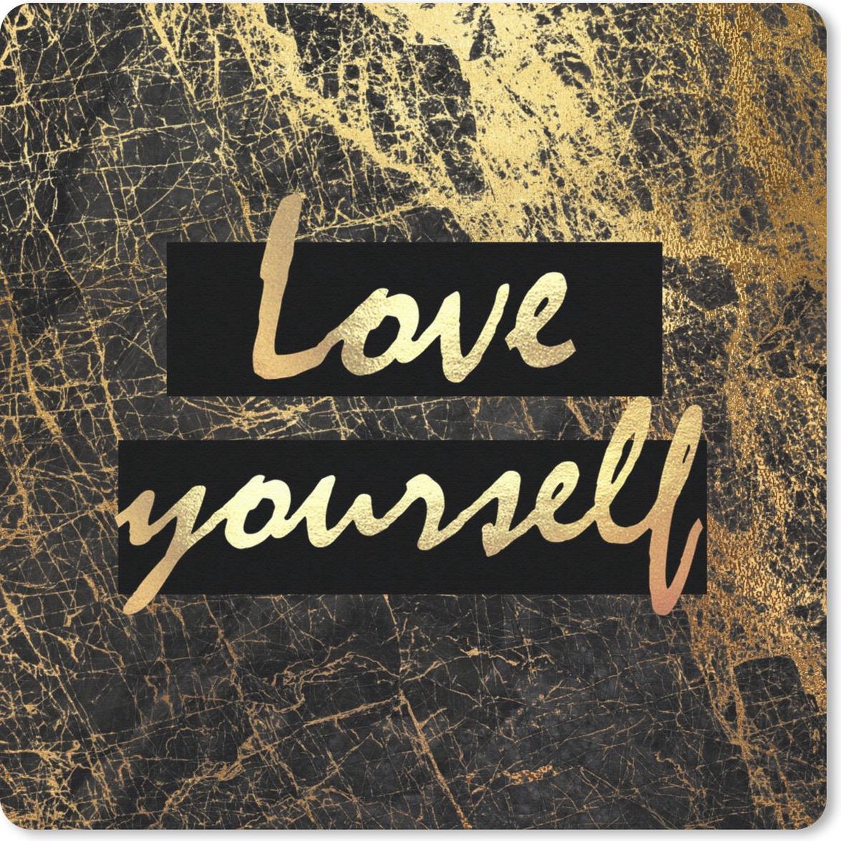 Muismat 20x20 cm - Mousepad Quote - Zelfvertrouwen - Goud - Muismatten