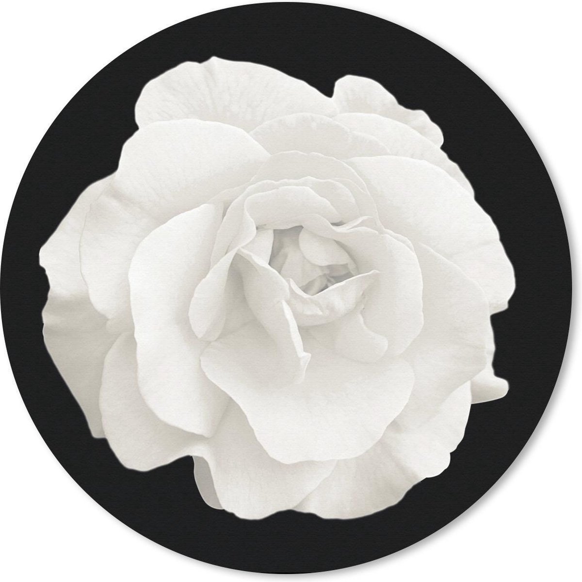 Muismat rond 30x30 cm - Mousepad Roos - Zwart - Wit - Ronde muismatten