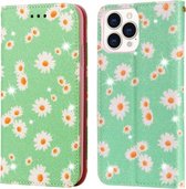 Glinsterende Daisy Magnetische Horizontale Flip Leren Hoes Met Houder & Kaartsleuven & Fotolijst Voor iPhone 13 Pro (Groen)