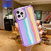 Rainbow TPU + pc-glas schokbestendig hoesje voor iPhone 13 Pro (regenboogpatroon paars)
