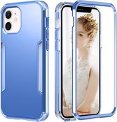 3 in 1 effen kleur schokbestendige pc + TPU-beschermhoes voor iPhone 13 mini (donkerblauw)