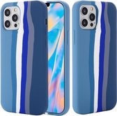 Regenboog vloeibare siliconen schokbestendige volledige dekking beschermhoes voor iPhone 13 mini (blauw)