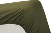 Ambiante Cotton Uni - Hoeslaken - Eenpersoons - 90x200 cm - Olive Green